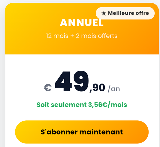 ANNUEL 12 mois + 2 mois offerts