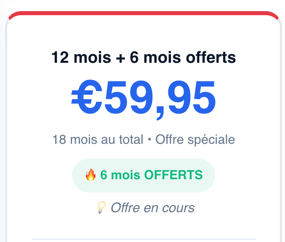12 mois + 6 mois offerts